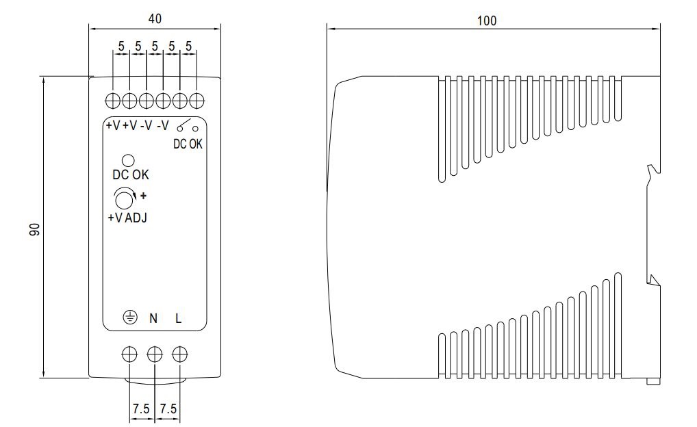 DIN 5V 10A 50W power supply unit MEAN WELL | MDR-60-5 10A