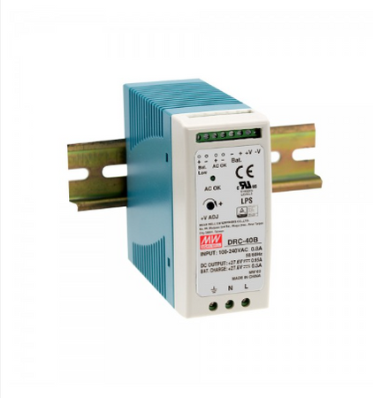 40W DIN rail buffer power supply 27.6V 1.45A. 27.6V 0.5A DRC-40B