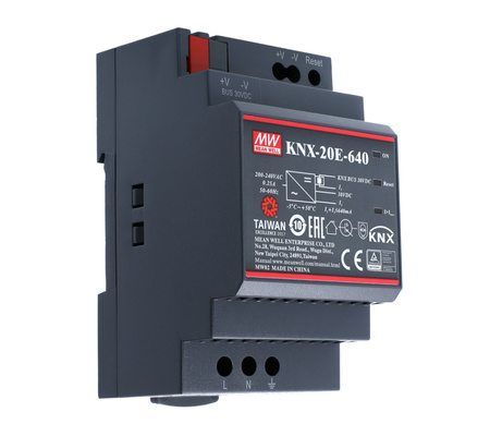 DIN rail power supply with support for KNX standard 30V 0.64A 19.2W MEAN WELL | KNX-20E-640