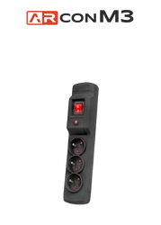 ARCON 3-SOCKET 1.5 M surge protector. BLACK M3