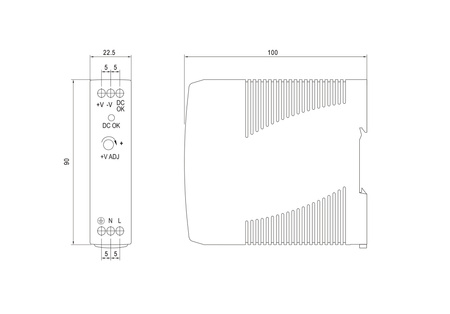 DIN RAIL power supply 24V 1A 24W MEAN WELL | MDR-20-24