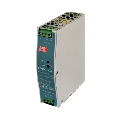 DIN rail power supply 12V 6,3A 75,6W MEAN WELL | EDR-75-12