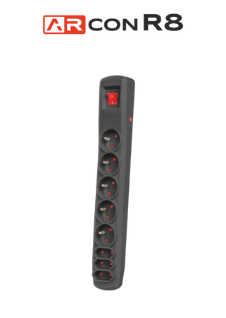 ARCON 8-SPACE black R8 surge protector strip