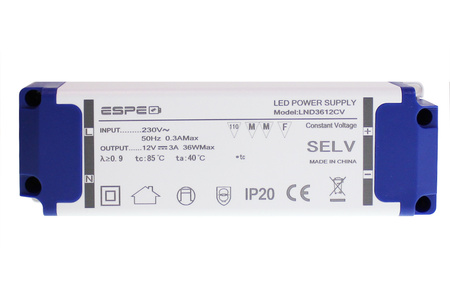 LED power supply with PFC 12V 3A 36W | ESPE LN-3612