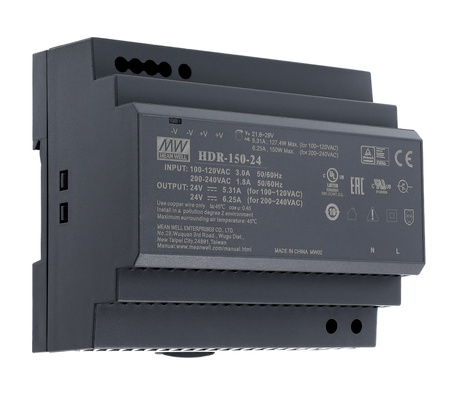 DIN rail power supply 24V 6,253A 150W MEAN WELL | HDR-150-24