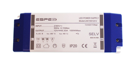 LED power supply 12V 8.3A 100W ESPE | LNH10012CV