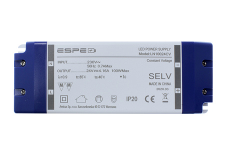 LED power supply with PFC 24V 4,16A 100W | ESPE LN-10024