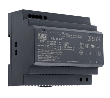 DIN rail power supply 12V 11.3A 135W MEAN WELL | HDR-150-12